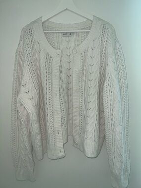 Hollister Cream Cable Knit Button-Up Cardigan